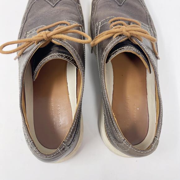 Cole Haan Mens 10.5 Grey Original Grand Wingtip Oxford Sneaker Shoe Leather - Picture 11 of 12